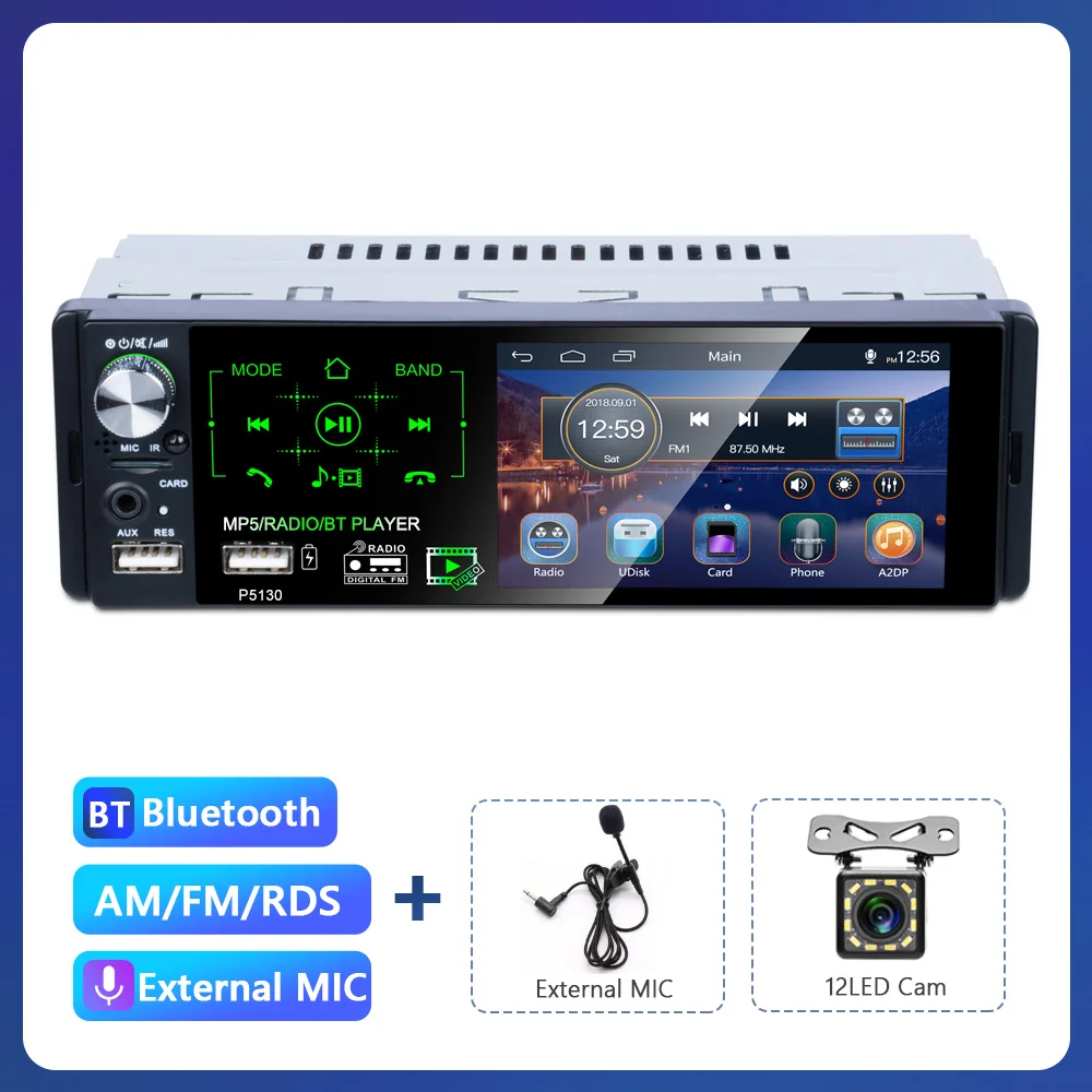 

Podofo 4,1 "сенсорный экран 1 Din автомобильный радиоприемник Bluetooth авторадио RDS FM USB AUX MP3 MP5 видеоплеер стерео управление рулевым колесом