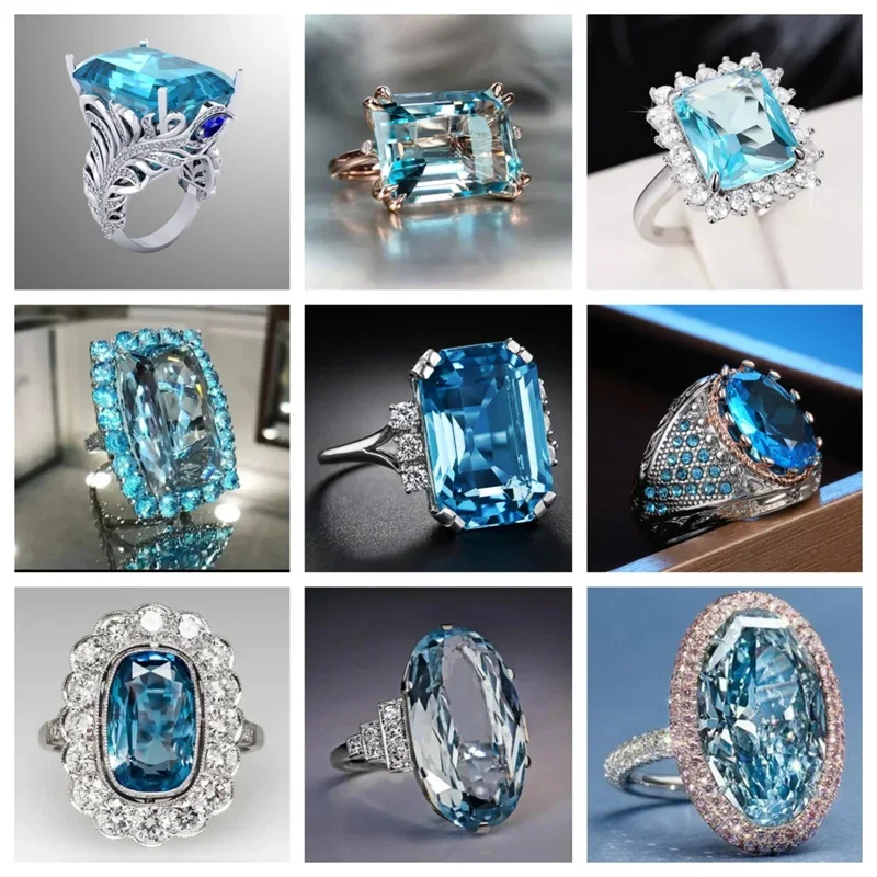 Женское кольцо с синим фианитом