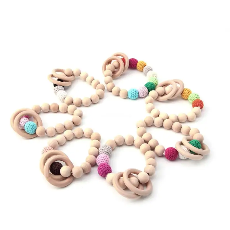 

Teething Natural Round Bracelet Baby Newborn Mom Kids Wooden Teether Toy Dropship