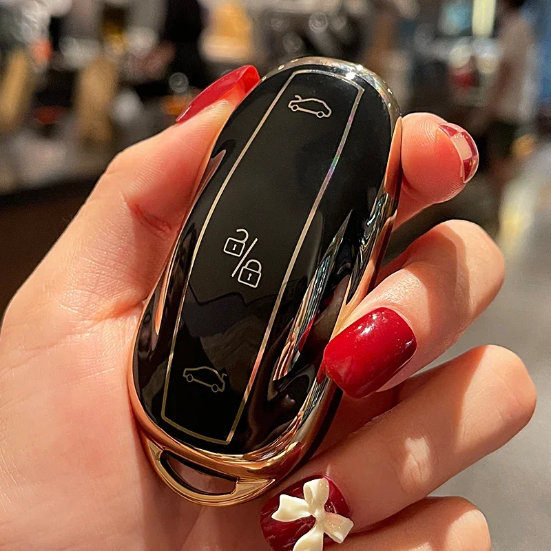 

Модный чехол из ТПУ для автомобильного дистанционного ключа, чехол для Tesla Model S для Model X для Model Y Model 3, защитный держатель, аксессуары для брелока