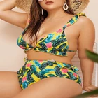 Женское бикини с чашками пуш-ап и цветочным принтом