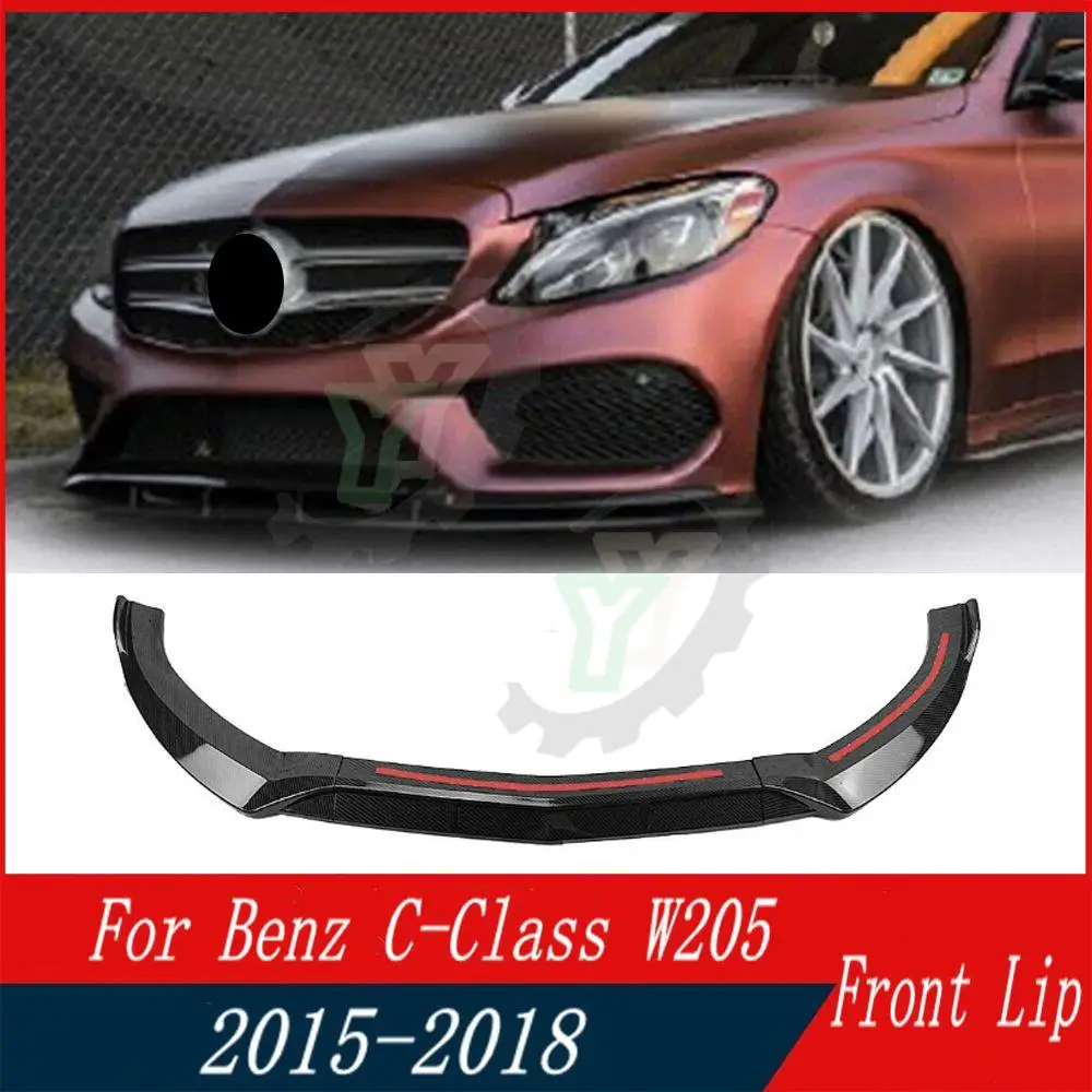 

3PCS Car Front Bumper Lip Spoiler Splitter Cover Guard For Mercedes Benz C-Class W205 C180 C200 C220 C250 2015 2016 2017 2018