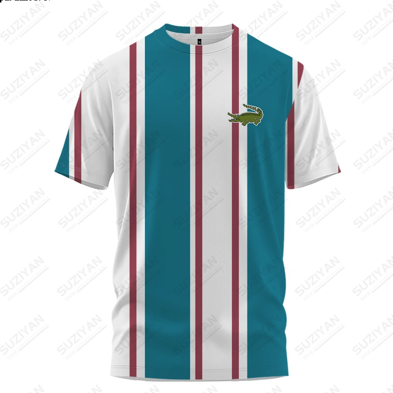 

Футболка мужская с вертикальной полосой, Повседневная модная винтажная Свободная рубашка с коротким рукавом и круглым вырезом, с 3D-принтом, на лето