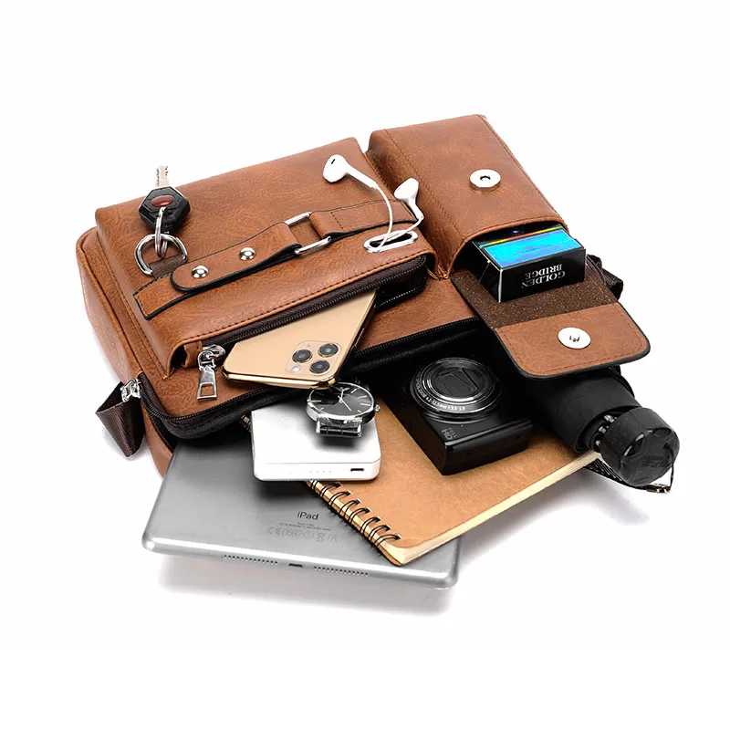 New Men's Shoulder Bag Crossbody PU Leather Luxury Designer Handbag Capacity Men Messenger Bags Top Handle Tote Bag for Male