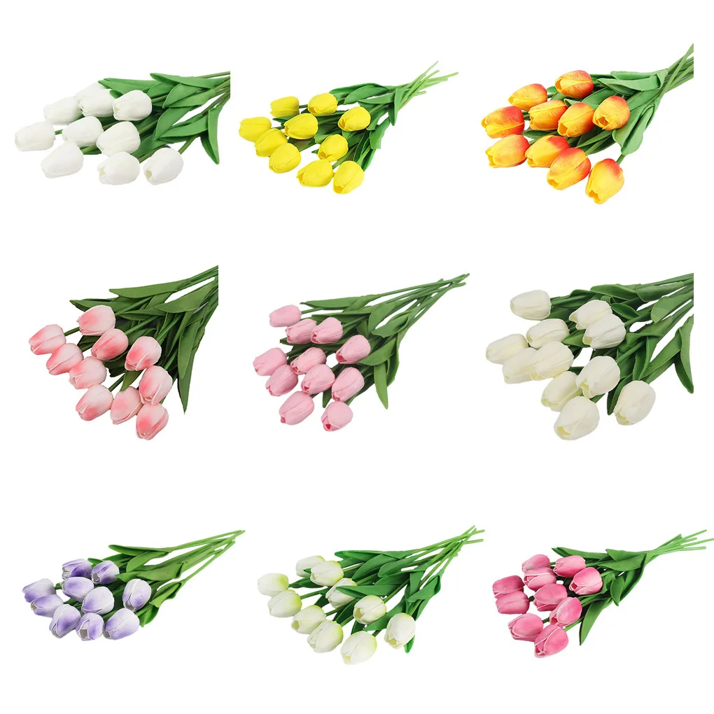 

10X Artificial PU Simulation Fake Bouquet Flowers Wedding Decorative Pink