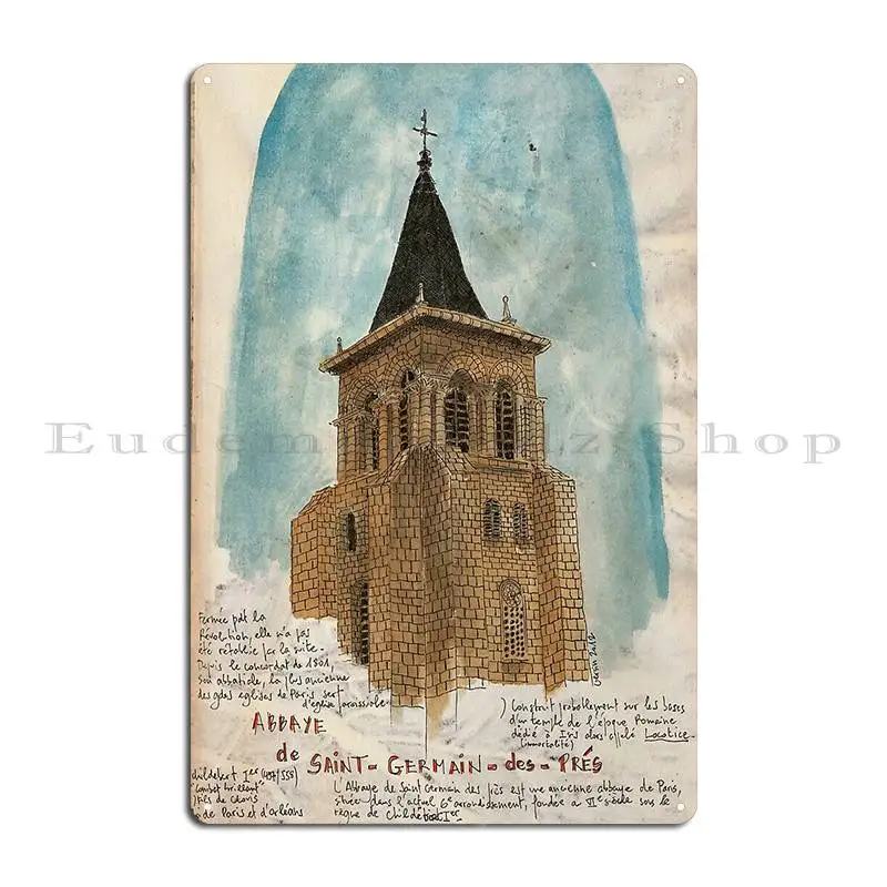 Abbaye De Saint Germain Des Pr%C3%A9s металлическая табличка плакат клубный гараж