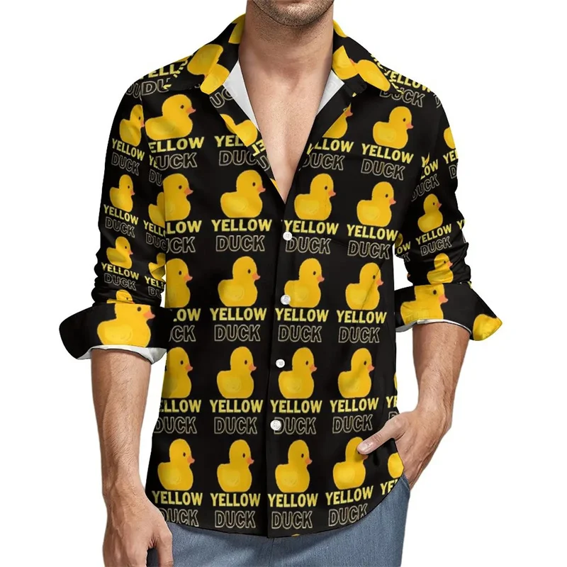 Рубашка мужская с длинным рукавом смешная уличная одежда 3D принтом животных утки