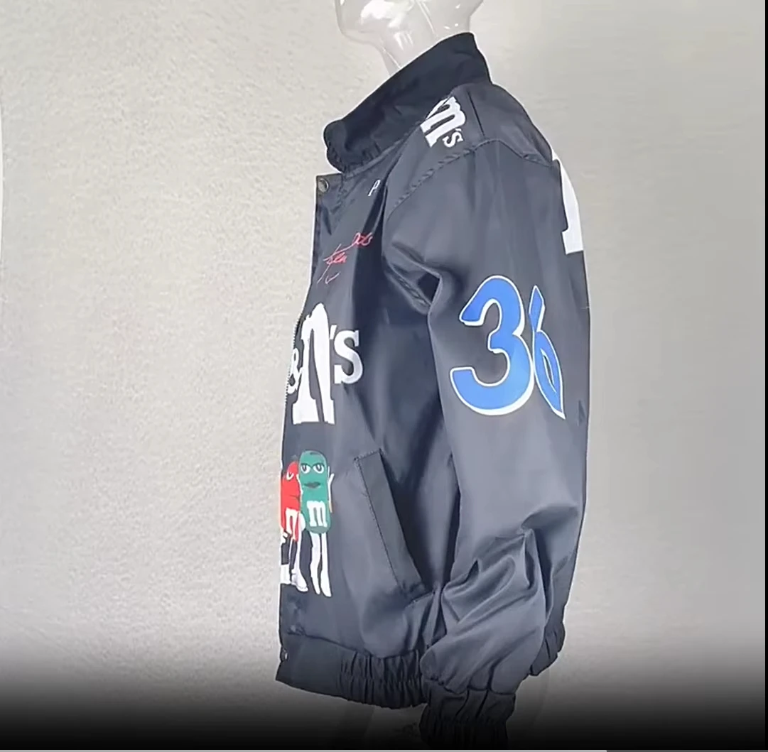 Осень-зима женский спортивный синий принт повседневный мешковатый плащ с