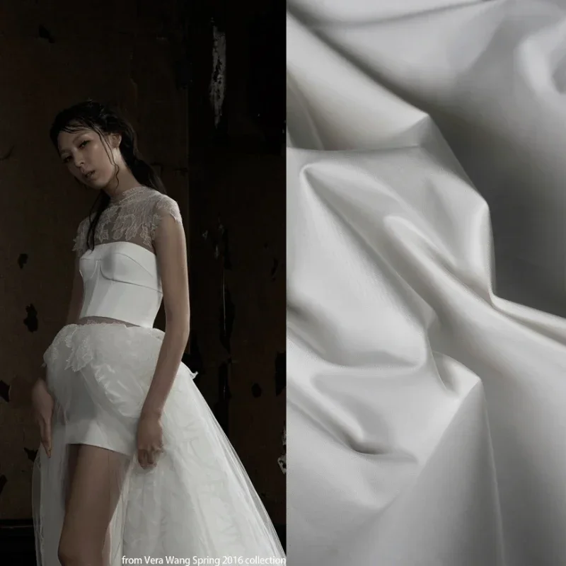 Хлопчатобумажная атласная ткань Белое матовое платье с толстой прямой и