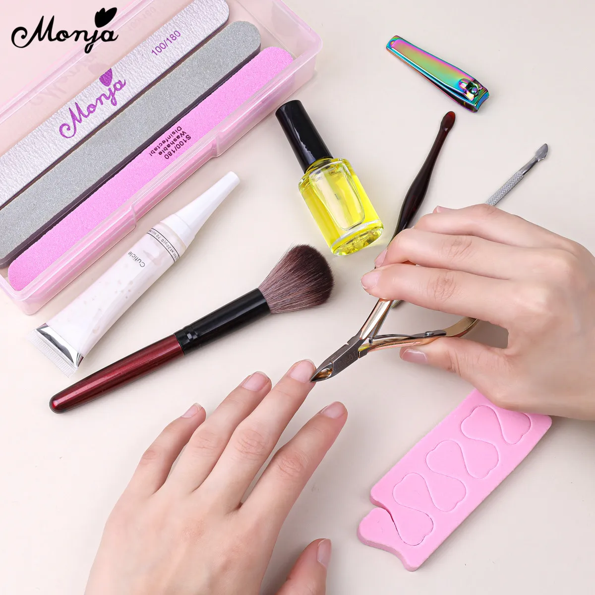 

Monja 12Pcs Cuticle Remover Nail Tools Sets Dead Skin Softener Cutter Nutrition Oil Nail File Buffer Nail Care Manicure Kits