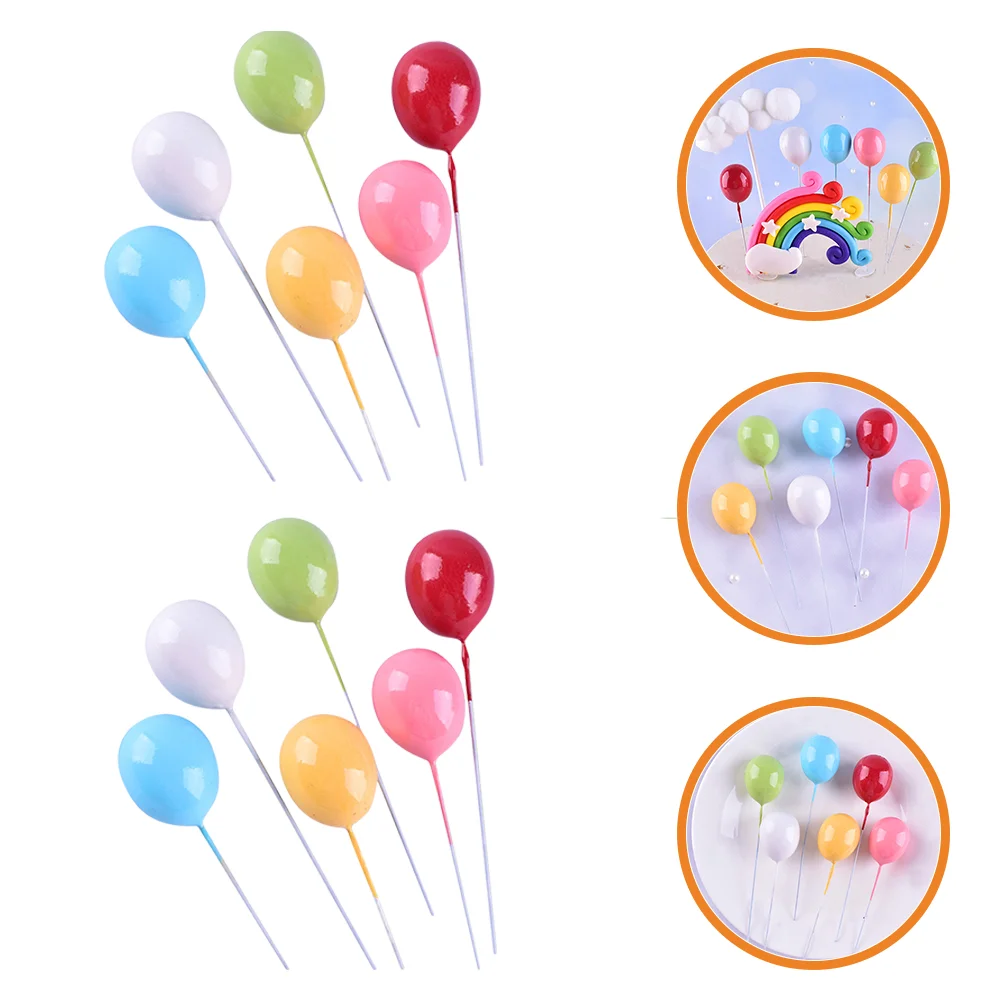 

12 Pcs Balloon Cake Insert Topper Dessert Inserting Decor Picks Mini Hat Baking Toppers DIY Decors Cupcake Food