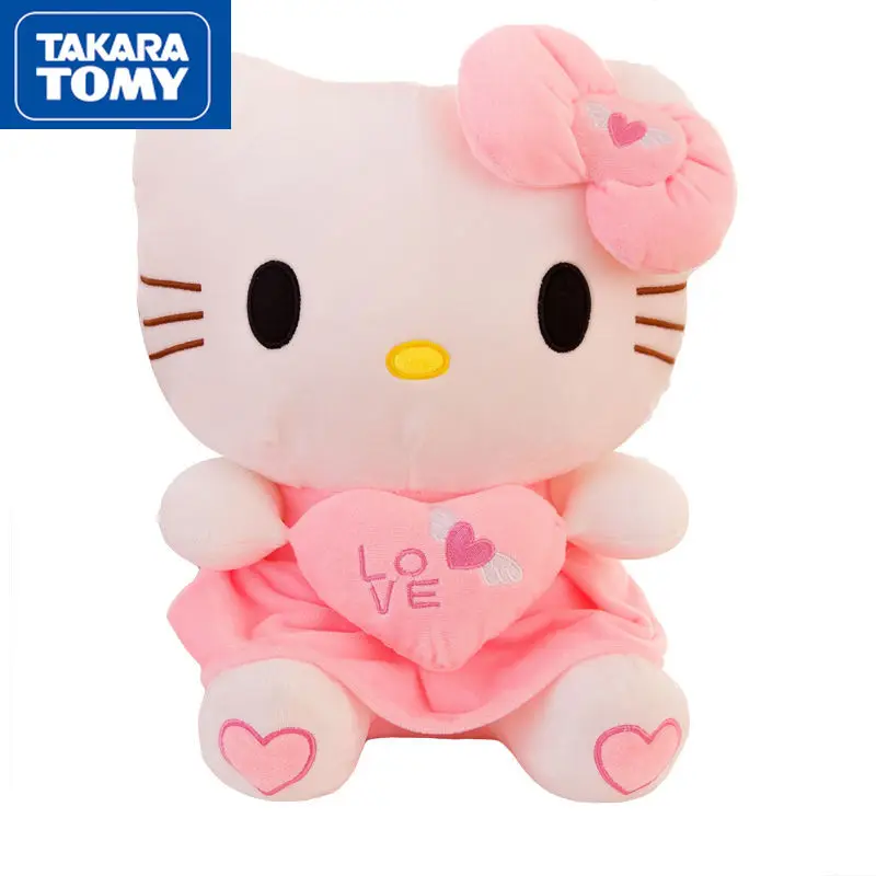 

TAKARA TOMY Cute cartoon Hello Kitty plush toy doll simple and comfortable pillow children's birthday doll