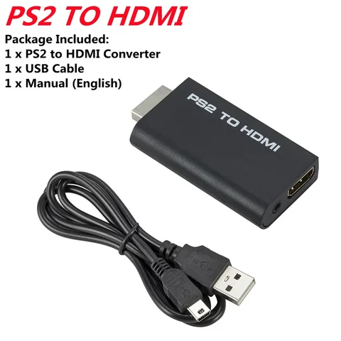 Аудио и видео преобразователь PS2 в HDMI-совместимый 480i/480p/576i с аудиовыходом 3,5 мм поддерживает все режимы отображения PS2 в HD