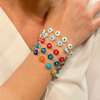 gothic turkish evil eye bracelet for women men fashion punk colorful bead strand bracelets luck muslim islam jewelry wholesale