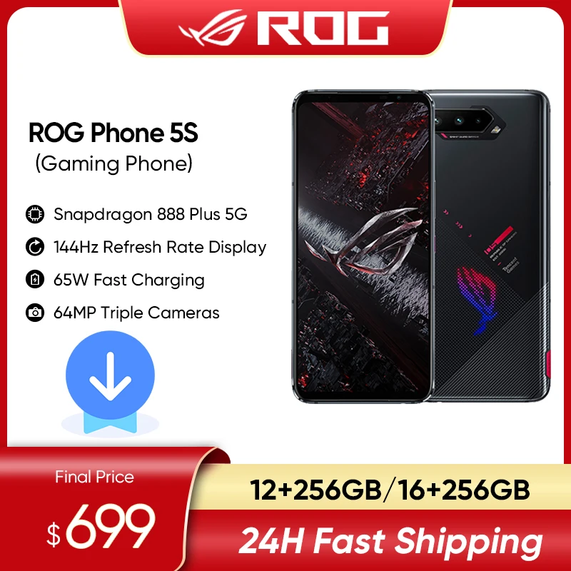 Global ROM ASUS ROG Phone 5S 5 S 5G Smartphone Snapdragon 888+ 6.78'' 144Hz AMOLED 6000mAh 65W Fast charging Gaming Phone NFC