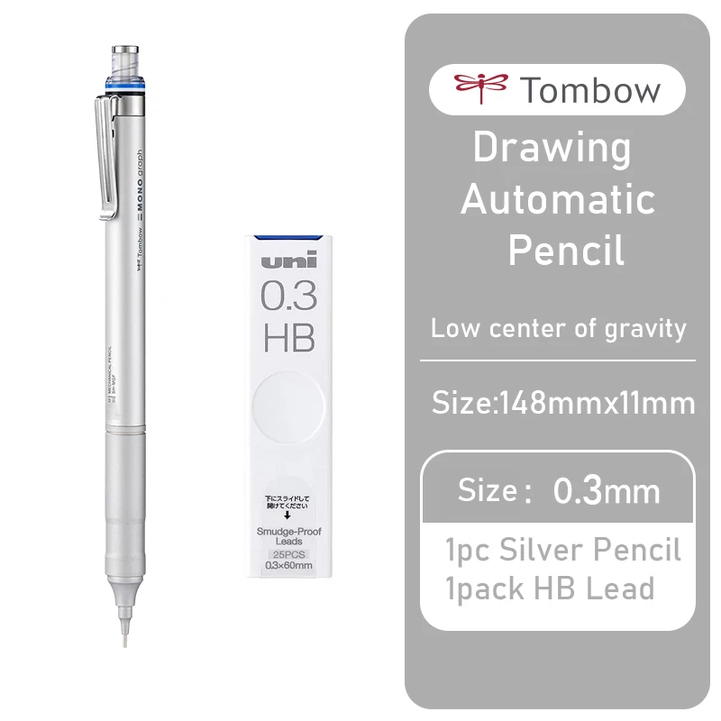

TOMBOW MONO графический механический карандаш 0,3/0,5 мм металлический