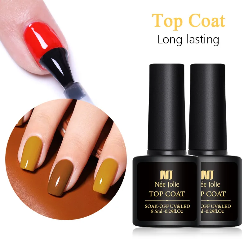 

Nee Jolie 8.5ml Nail Gel Top Coat No Wipe UV Gel Varnish Sealing Shining Clear Nail Gel Diamond Top Coat Removable Primer