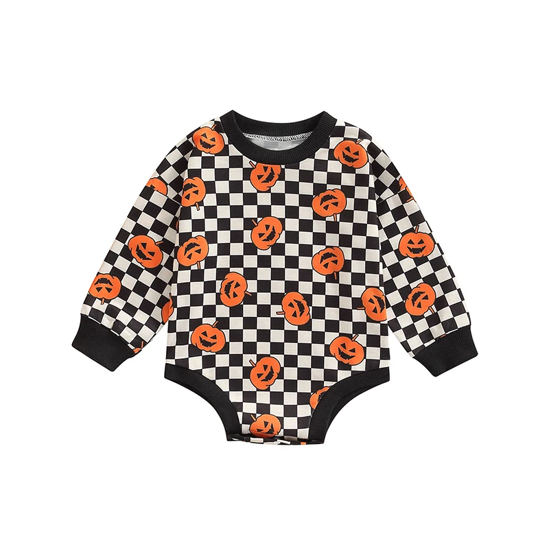 

Halloween Infant Baby Boys Girls Rompers New Born Cartoon Pumpkin Letter Print Long Sleeve Romper Jumpsuits Costume 0-24M