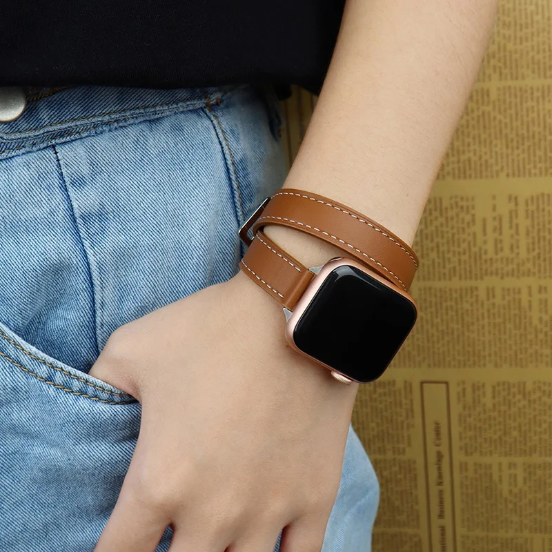 

Strap For Apple Watch band 41mm 45mm 44mm 40mm 42mm 38mm correa leather watchband bracelet Accessories iwatch serie 6 SE 4 3 7