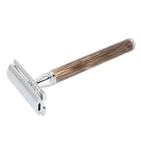 manual shaver bamboo handle double edge safety razor firm sturdy wear resistant for home travel for facial grooming