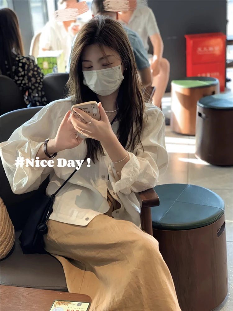 Лето 2023 новые маленькие рубашки с круглым вырезом солнцезащитная одежда женская