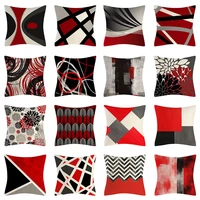 modern abstract gray red pillow case geometric print pillowcase fashion waist pillow covers decorative cushion cover 4545cm