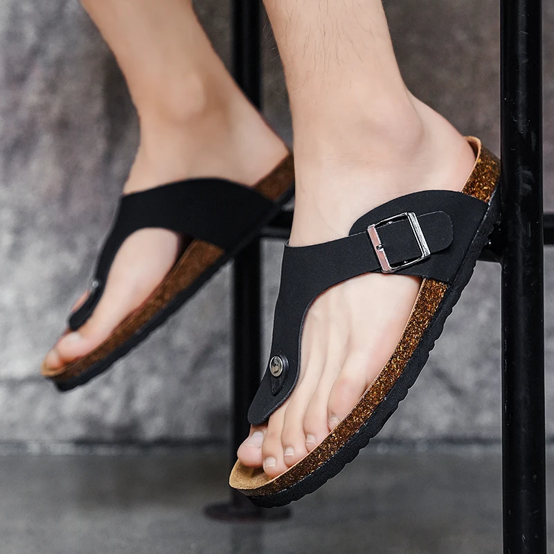 Мужские Повседневные Пробковые Тапочки Летняя Дышащая Нескользящая Пляжная