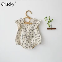 criscky summer baby girl clothing floral print cotton sleeveless romper newborn baby girls jumpsuit infant clothes outfits