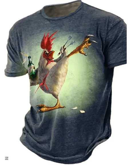 

2023 Summer New Men's T-shirt 3D Animal Print Round Neck Short Sleeve T-shirt