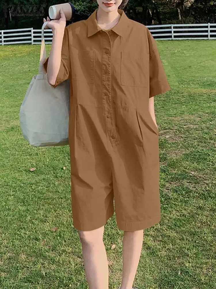 Комбинезон ZANZEA женский с отложным воротником повседневная одежда для работы