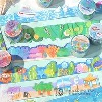 kawaii 3m cute cartoon cloud forest diy washi tape scrapbook diary scene frame decor cute stickers school stationery