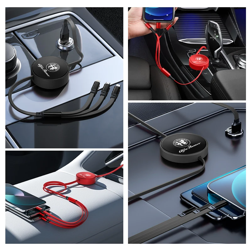 Автомобильный USB-кабель 3 в 1 для зарядки Alfa Romeo Giulietta 159 147 156 166 Mito Giulia GT