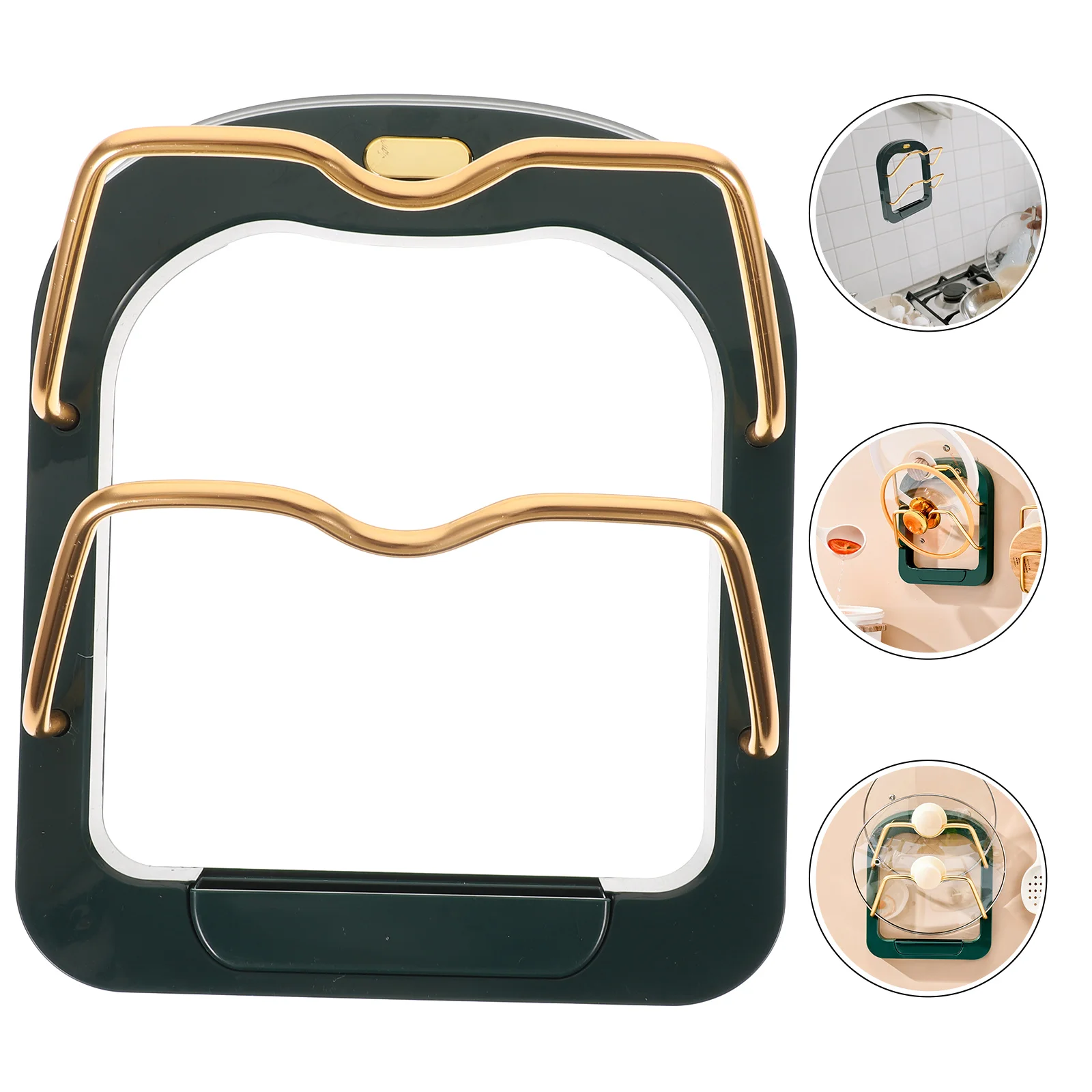 

Lid Rack Wall-mounted Pot Lid Holder Gilded Pot Cover Holders Metal Pan Lid Storage Organizer Cabinet Door Organizer