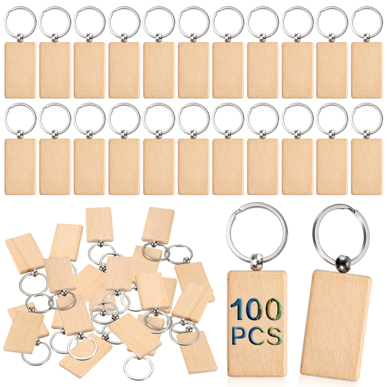 100шт незавершенный деревянный брелок заготовки