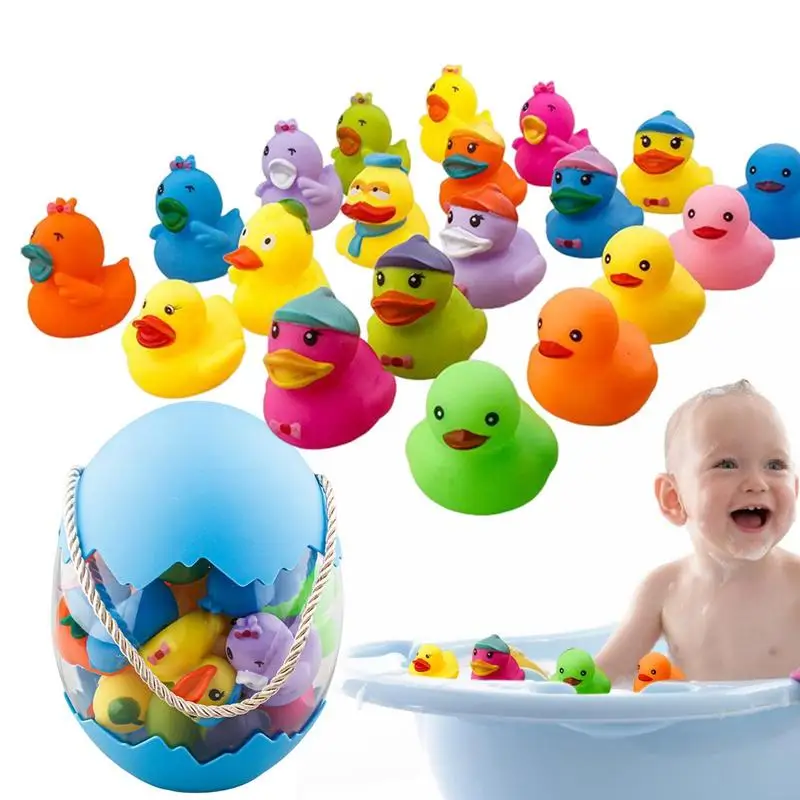 

20 PCS Multi-color Rubber Ducky For Baby Showers Bath Toy Christmas Birthdays Party Favor Bath Time Accessories Mixed Pack