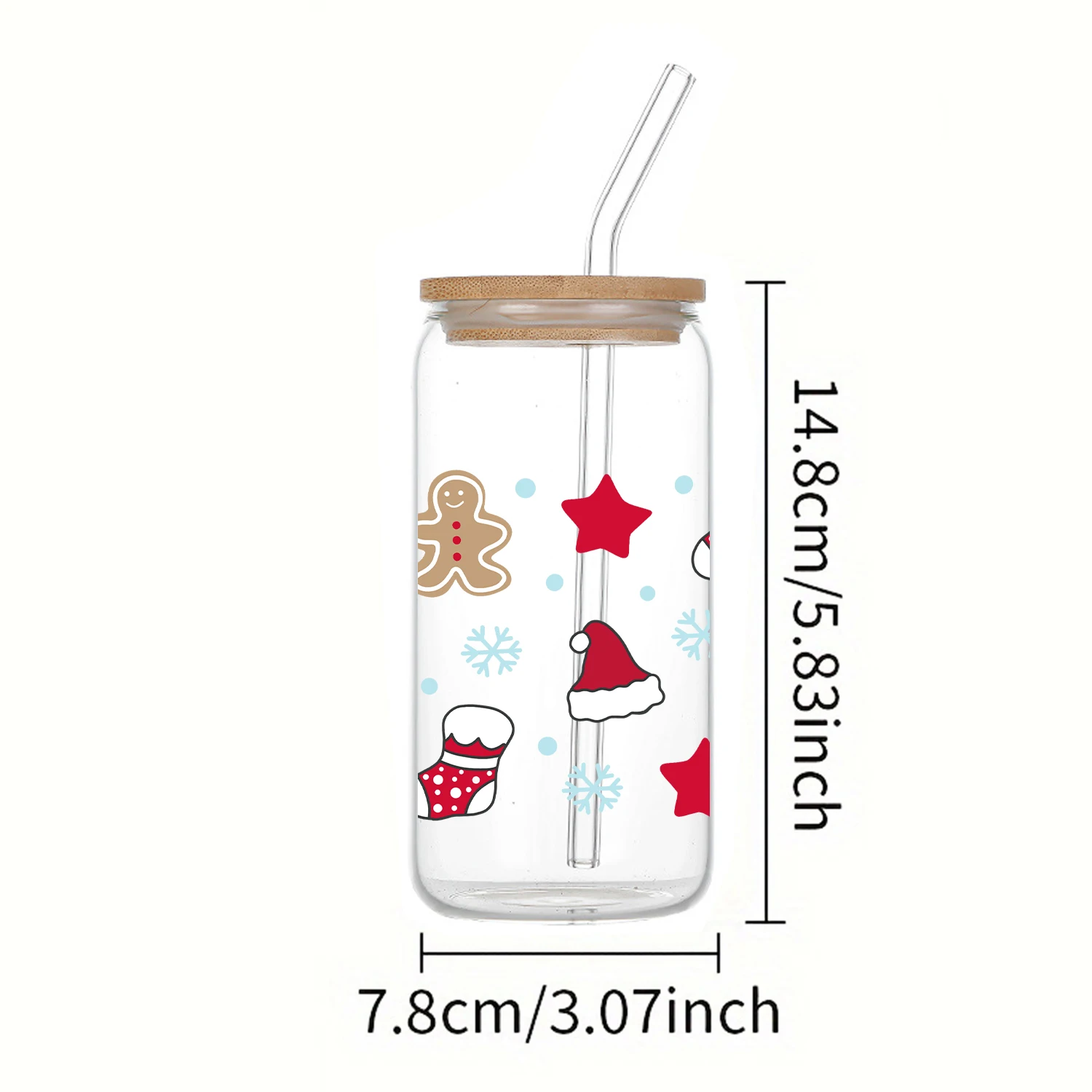 1 шт. 3d принт шляпа Санта-Клауса стеклянная банка 16 унций для пива с крышкой и