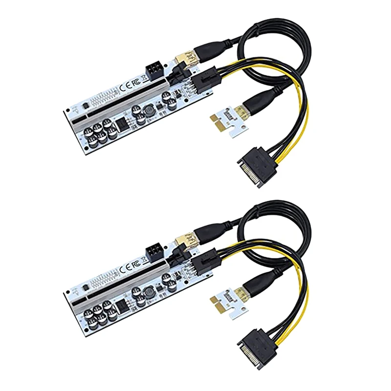 

VER012 MAX PCI-E Riser Card PCI-E 1X To 16X Graphics Riser Card With 10 Solid Capacitors/LED Light For BTC Mining