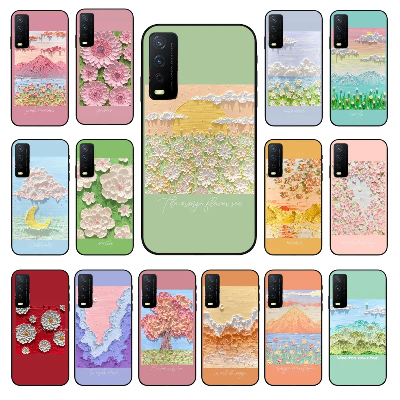 

Beautiful Flower Cloud Painting Art Phone Case for VIVO Y15s Y20 Y11 Y12 Y17 Y19 Y20S Y31 Y9s Y91 Y21 Y51 Y20i Y93 Y12S Y70