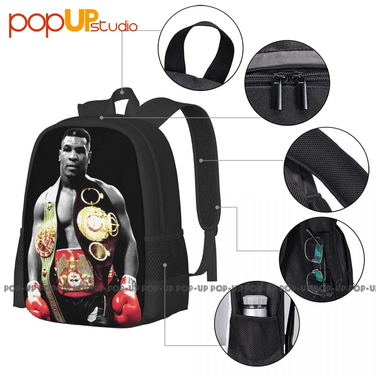 Фото The Champ Tyson Boxing Creed Хип-хоп Рэп Harajuku Legend Mike Рюкзак Большая вместительная складная сумка для покупок №3