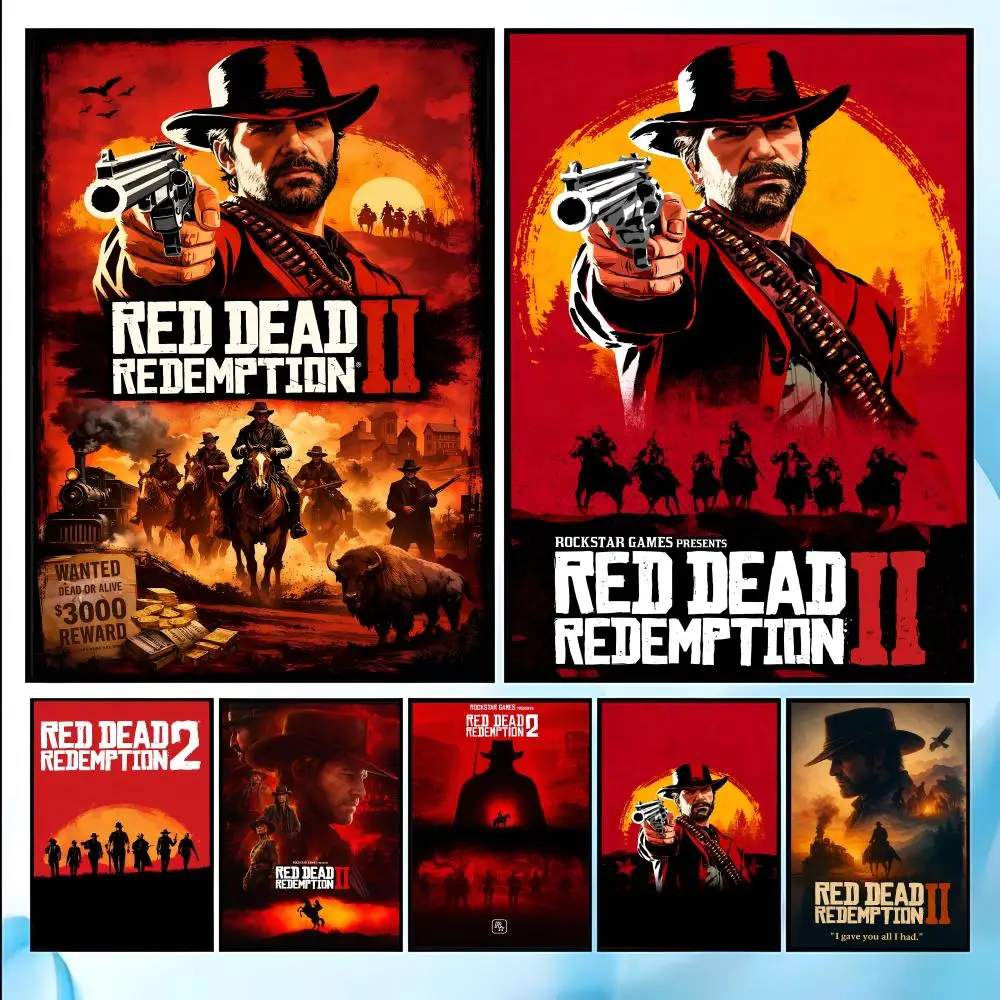 Фото Постер HD Game TV-Red-Dead-Redemption 2, водонепроницаемый, для дома, гостиной, спальни, бара, эстетическое украшение №1