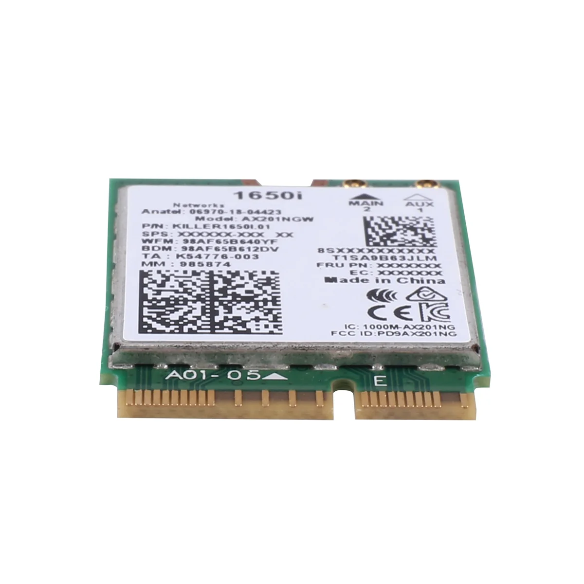 1650I AC AX201NGW WiFi-карта WiFi6 Двухдиапазонная беспроводная карта 802.11AX/A/B/G/N BT 5.0 Ноутбук