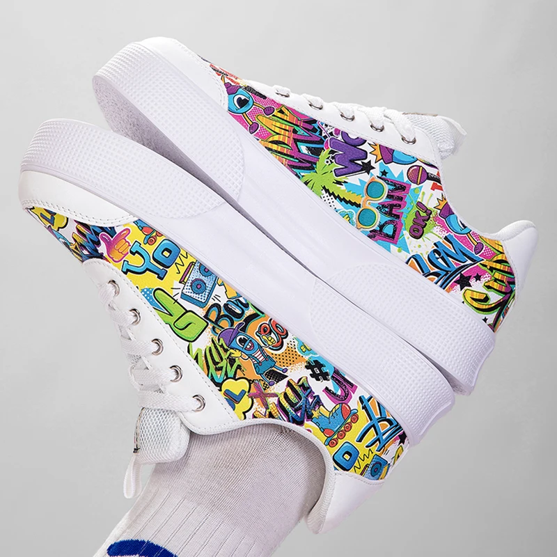 Кроссовки для мужчин Вулканизированная подошва уличный дизайн граффити