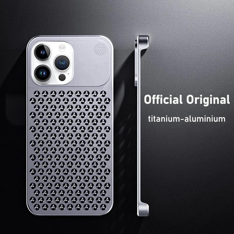 

For iphone 14 15 13 Pro Max Case Metal Aluminum Alloy Ultra thin Heat dissipation Fragrance system ultrathin Protective Cover