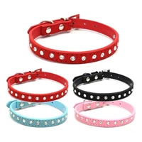 small dog collar crystal hot bling rhinestone pu leather puppy cat collars necklace neck strap personality pet products