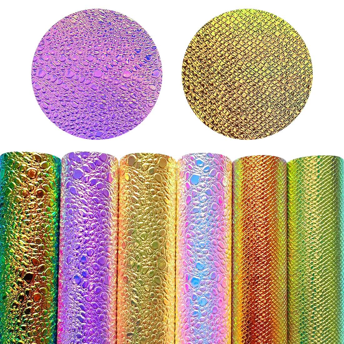 

A4-6pcs Laser Holographic Leatherette Iridescent Pu Fur Base Synthetic Leather Fabric Sheet for Earrings Bows Bag Craft Material