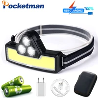 pocketman 3 ledcob headlamp 3 switch modes usb rechargeable headlamps outdoor waterproof headlight with built in battery