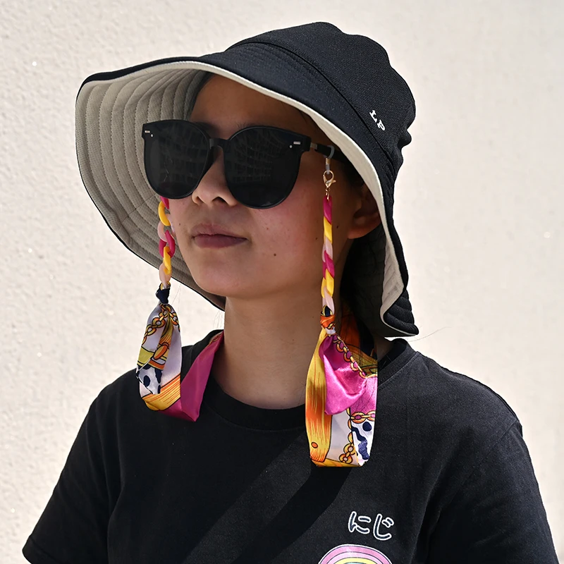 

Multicolor Ribbon Glasses Chain Holder Chain for Mask Chain Acrylic Sunglasses Lanyard Women Neck Hanging Strap