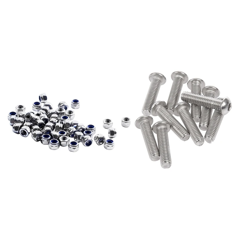 

10 Pcs Button Head Screw, Hex Socket Bolts Type & 20 Pcs Stainless Steel Nyloc Nylock Lock Nuts M6