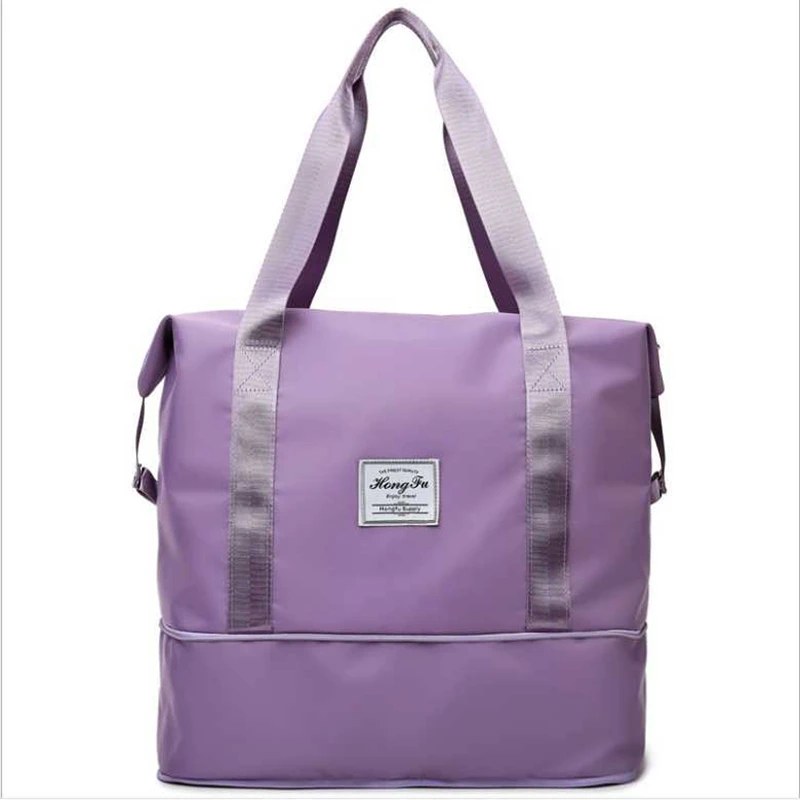 Fashion Women Men Fitness Travel Solid Color Luggage Bag Oxford Cloth Foldable Sports Large Capacity Handbags Female Pack 2022