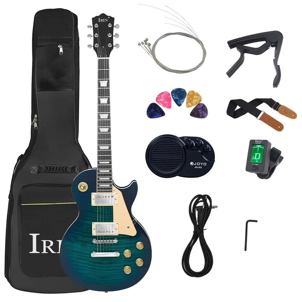 

6 String 22 Frets LP Electric Guitar Maple Body Tiger Stripes Electric Guitarra with Bag Amp Tuner Guitar Parts & Accessories